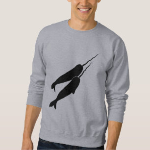 Cute Narwhals die samen met Black Silhouette zwemm Trui