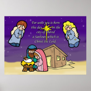Cute Natisive Scene-Poster voor kerstmis Poster