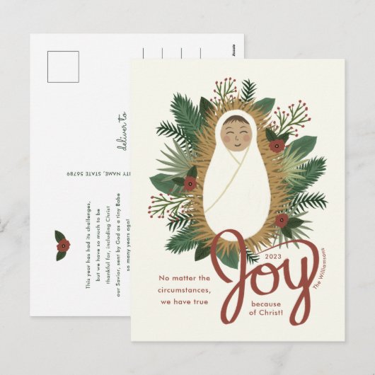 Cute Natitivity Elegant Joy Baby Jesus Kerstmis Feestdagenkaart (Voorkant / Achterkant)