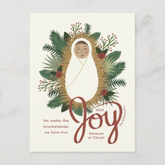 Cute Natitivity Elegant Joy Baby Jesus Kerstmis Feestdagenkaart (Voorkant)