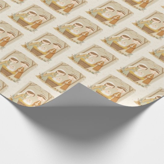 Cute Natitivity-kerst Cadeaupapier (Hoek)