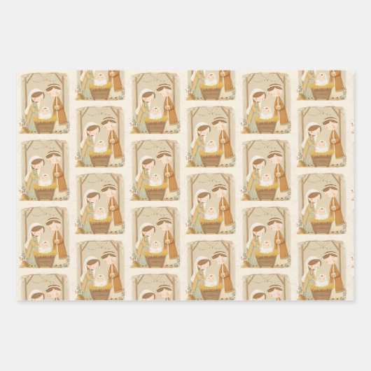 Cute Natitivity-kerst Inpakpapier Vel (Voorkant)