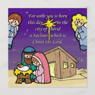Cute Natitivity Scene Invitation Card Kaart