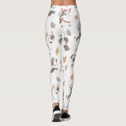 Cute Native American Puppy Pattern Leggings (Achterkant)