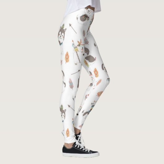 Cute Native American Puppy Pattern Leggings (Rechts)