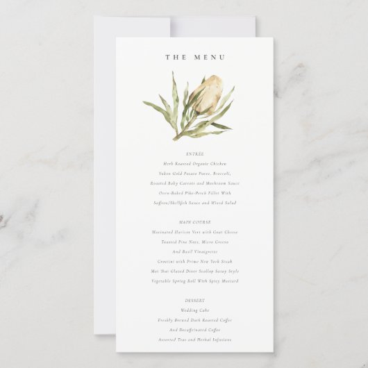 Cute Native Banksia Floral Wedding Menu Kaart (Voorkant)