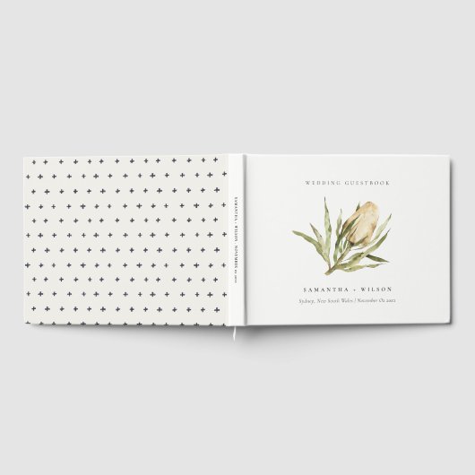 Cute Native Banksia Waterverf Floral Wedding Gastenboek (Volledig)
