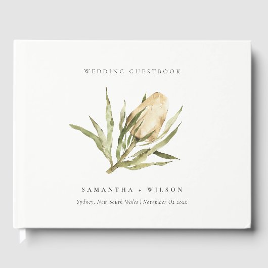 Cute Native Banksia Waterverf Floral Wedding Gastenboek (Voorkant)
