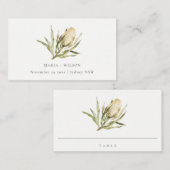 Cute Native Banksia Waterverf Floral Wedding Plaatskaartje (Voorkant / Achterkant)