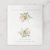 Cute Native Banksia Waterverf Floral Wedding Plaatskaartje (Buitenkant ongevouwen)