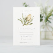 Cute Native Banksia Waterverf Floral Wedding RSVP Informatiekaartje (Staand voorkant)