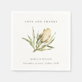 Cute Native Banksia Waterverf Floral Wedding Servet