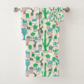 Cute Natural Floral Cacti Pattern Bad Handdoek (Insitu)