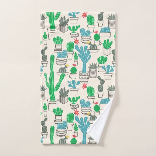 Cute Natural Floral Cacti Pattern Bad Handdoek (Handdoek)