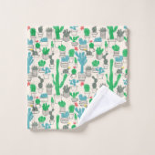 Cute Natural Floral Cacti Pattern Bad Handdoek (Wasdoekje)