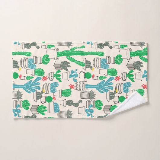 Cute Natural Floral Cacti Pattern Bad Handdoek (Handdoek)