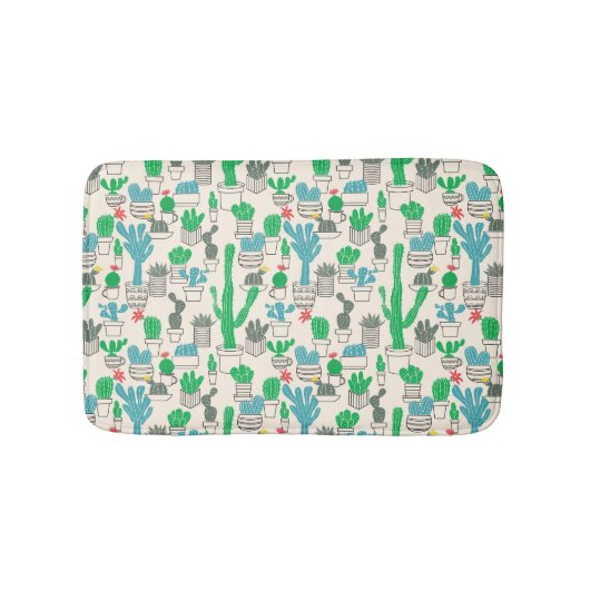 Cute Natural Floral Cacti Pattern Badmat (Voorkant)