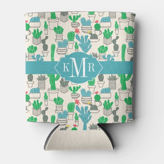 Cute Natural Floral Cacti Pattern Blikjeskoeler (Voorkant)