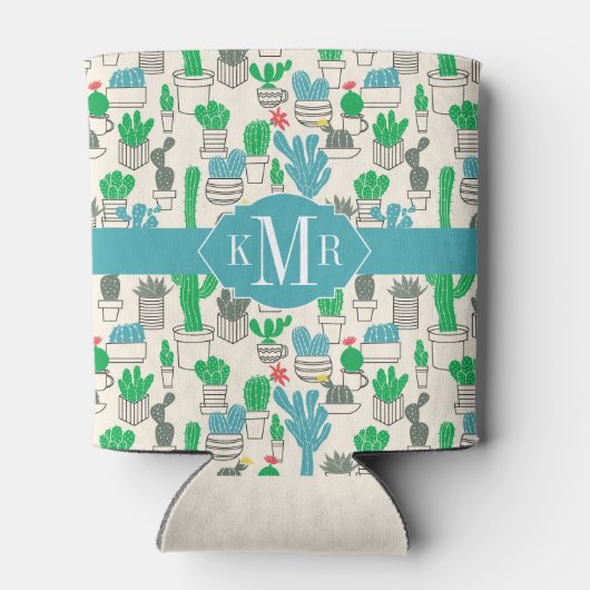 Cute Natural Floral Cacti Pattern Blikjeskoeler (Achterkant)