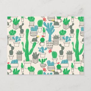 Cute Natural Floral Cacti Pattern Briefkaart
