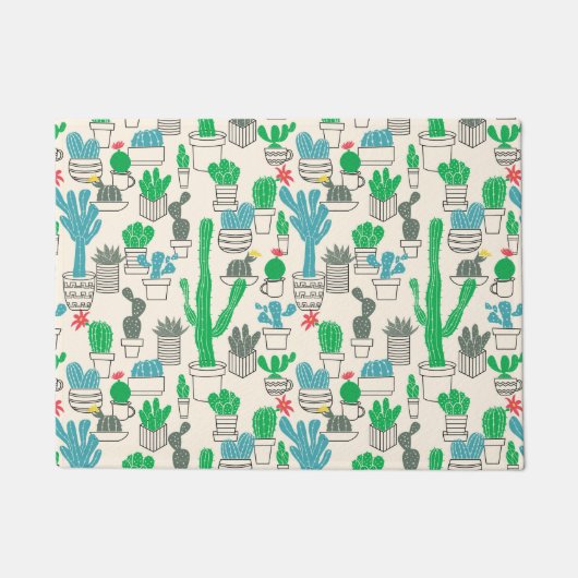 Cute Natural Floral Cacti Pattern Deurmat (Voorkant)