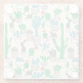 Cute Natural Floral Cacti Pattern Glazen Onderzetter (Achterkant)