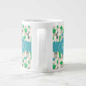 Cute Natural Floral Cacti Pattern Grote Koffiekop (Achterkant)