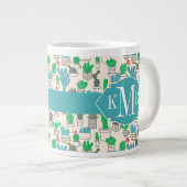 Cute Natural Floral Cacti Pattern Grote Koffiekop (Voorkant rechts)
