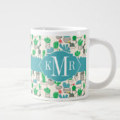 Cute Natural Floral Cacti Pattern Grote Koffiekop (Rechts)