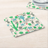 Cute Natural Floral Cacti Pattern Kartonnen Onderzetters (Schuin)