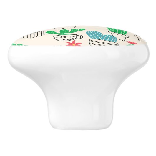 Cute Natural Floral Cacti Pattern Keramische Knop (Zijkant)