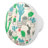 Cute Natural Floral Cacti Pattern Keramische Knop (Rechts)