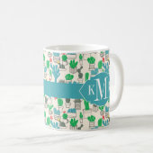 Cute Natural Floral Cacti Pattern Koffiemok (Voorkant rechts)