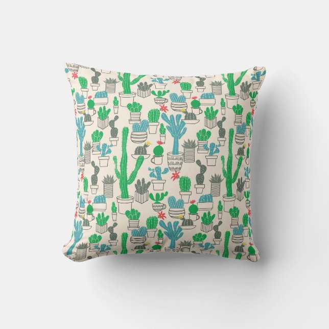 Cute Natural Floral Cacti Pattern Kussen (Voorkant)