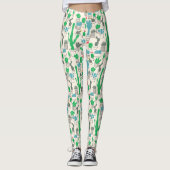 Cute Natural Floral Cacti Pattern Leggings (Voorkant)