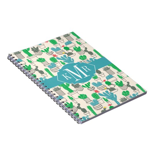 Cute Natural Floral Cacti Pattern Notitieboek (Rechterzijde)