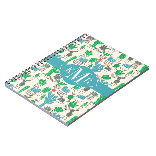 Cute Natural Floral Cacti Pattern Notitieboek (Linkerzijde)