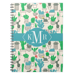 Cute Natural Floral Cacti Pattern Notitieboek