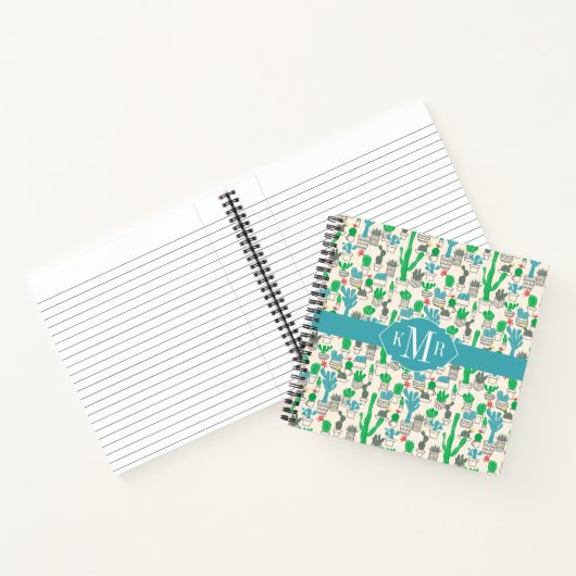 Cute Natural Floral Cacti Pattern Notitieboek (Binnen)