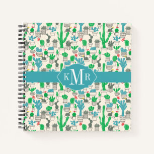 Cute Natural Floral Cacti Pattern Notitieboek