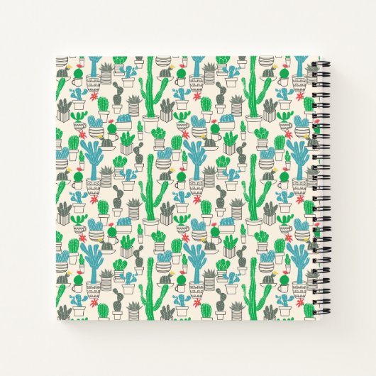 Cute Natural Floral Cacti Pattern Notitieboek (Achterkant)