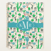 Cute Natural Floral Cacti Pattern Planner (Voorkant)