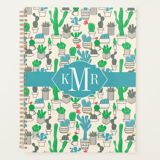 Cute Natural Floral Cacti Pattern Planner (Voorkant)