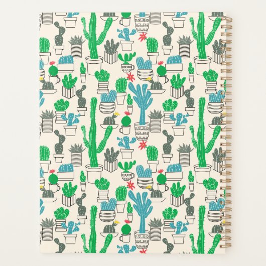 Cute Natural Floral Cacti Pattern Planner (Achterkant)