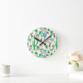 Cute Natural Floral Cacti Pattern Ronde Klok (Huis)