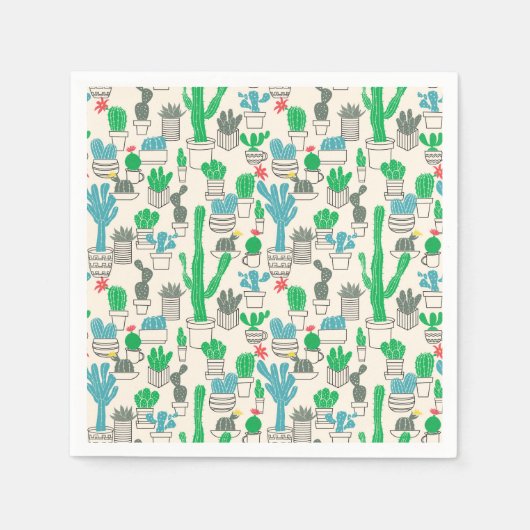 Cute Natural Floral Cacti Pattern Servet (Voorkant)