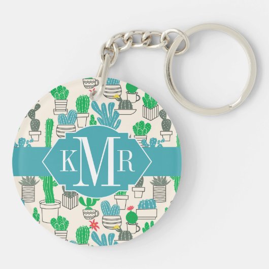 Cute Natural Floral Cacti Pattern Sleutelhanger (Achterkant)