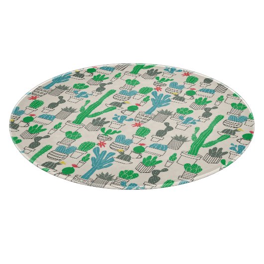 Cute Natural Floral Cacti Pattern Snijplank (Hoek)