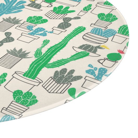 Cute Natural Floral Cacti Pattern Snijplank (Hoek)