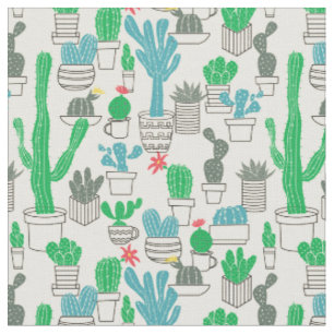 Cute Natural Floral Cacti Pattern Stof